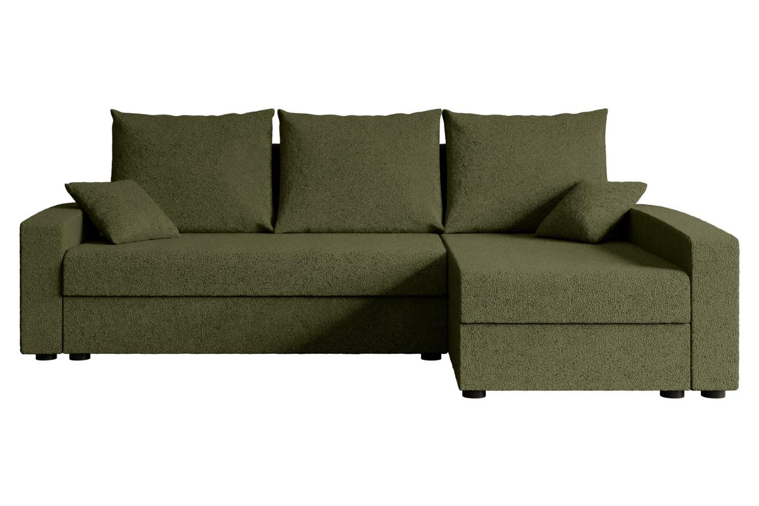 ECKSOFA mit Schlaffunktion und Bettkasten ALESIA-L 231x140x90 cm Grün Bouclé - Silberfarben/Grün, Holzwerkstoff/Kunststoff (231/140cm) - ALTDECOR