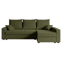 ECKSOFA mit Schlaffunktion und Bettkasten ALESIA-L 231x140x90 cm Grün Bouclé - Silberfarben/Grün, Holzwerkstoff/Kunststoff (231/140cm) - ALTDECOR