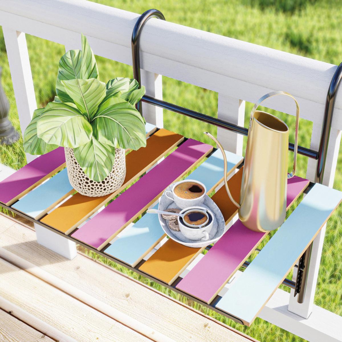 BALKONHÄNGETISCH Petäjävesi - Multicolor, Holz/Metall (40/60/58cm) - [en.casa]