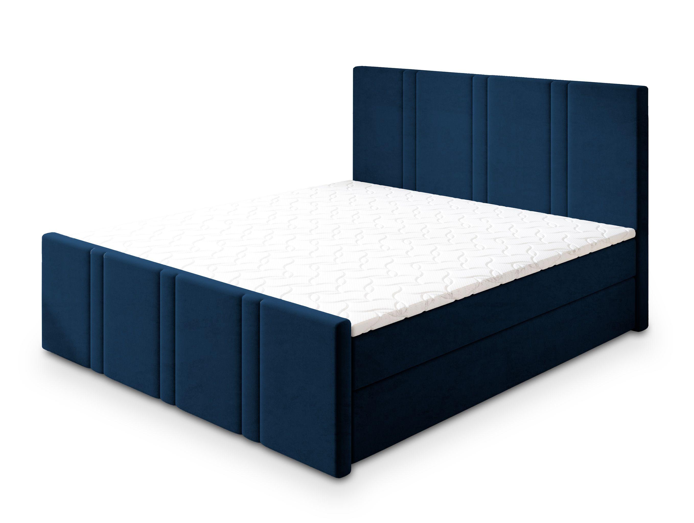BOXBETT COMOZA 140x200 cm mit Matratze und Topper - Blau - Blau, Holz (140/200cm) - MASSENO