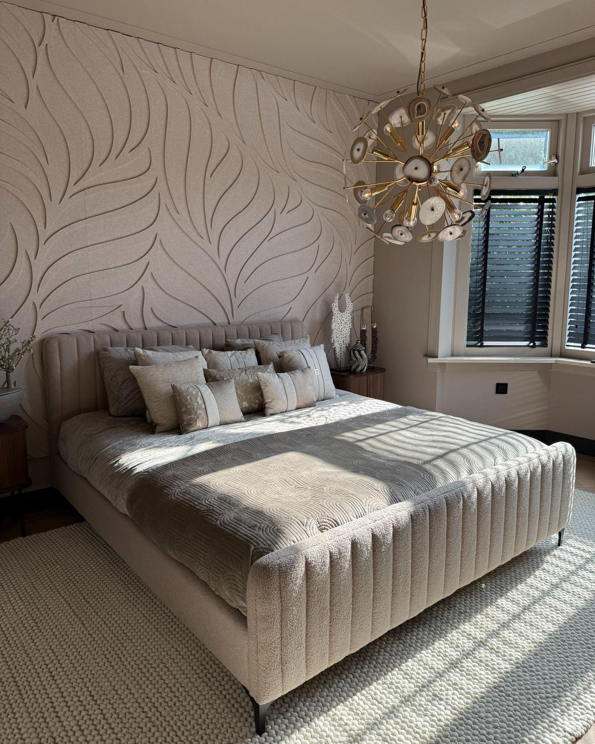 POLSTERBETT mit Lattenrost 180x200 cm Beige Lunan - Beige, Textil (180/200cm) - Beliani