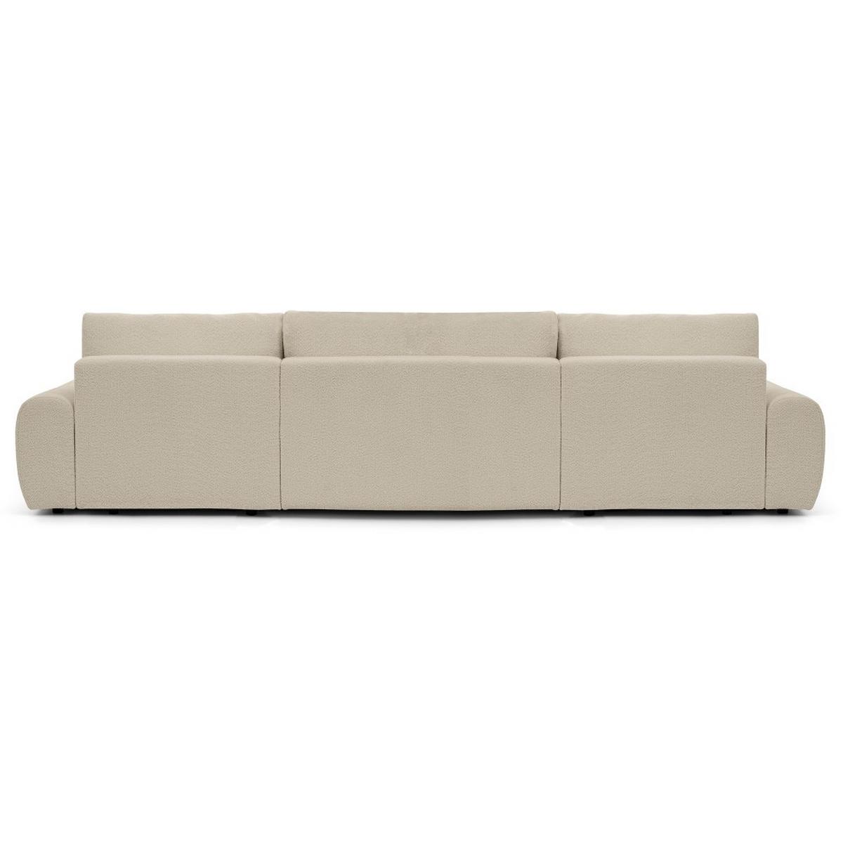 WOHNLANDSCHAFT Oliver mit Schlaffunktion, Beige, Bouclé-Stoff - Beige/Schwarz, Holzwerkstoff (355/87/160cm) - Beautysofa
