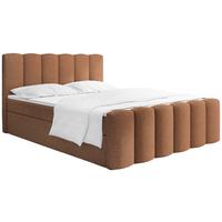 BOXBETT Serenity mit Bettkasten, Orange Chenille 120x200 cm – inkl. H4 Taschenfederkern Matratze & Foam Topper - Schwarz/Orange, Holz/Holzwerkstoff (120/200cm) - WFL GROUP