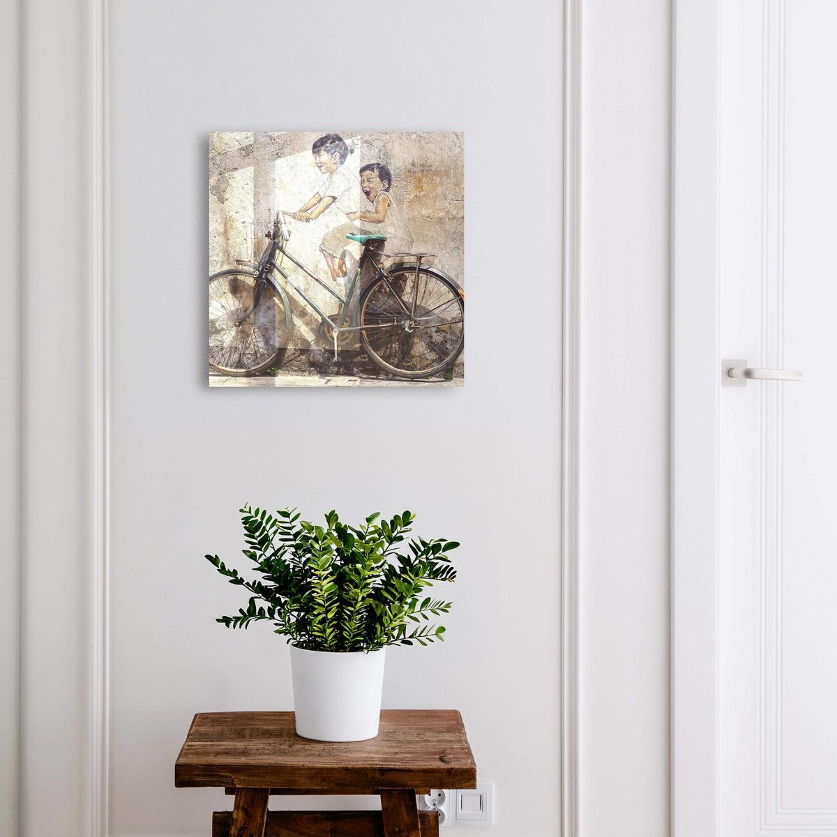 SCHLÜSSELBOX Schwarz 30x30 cm- Türöffnung nach rechts - Kinder und Fahrrad - Beige, Metall (30/30/5cm) - TULUP