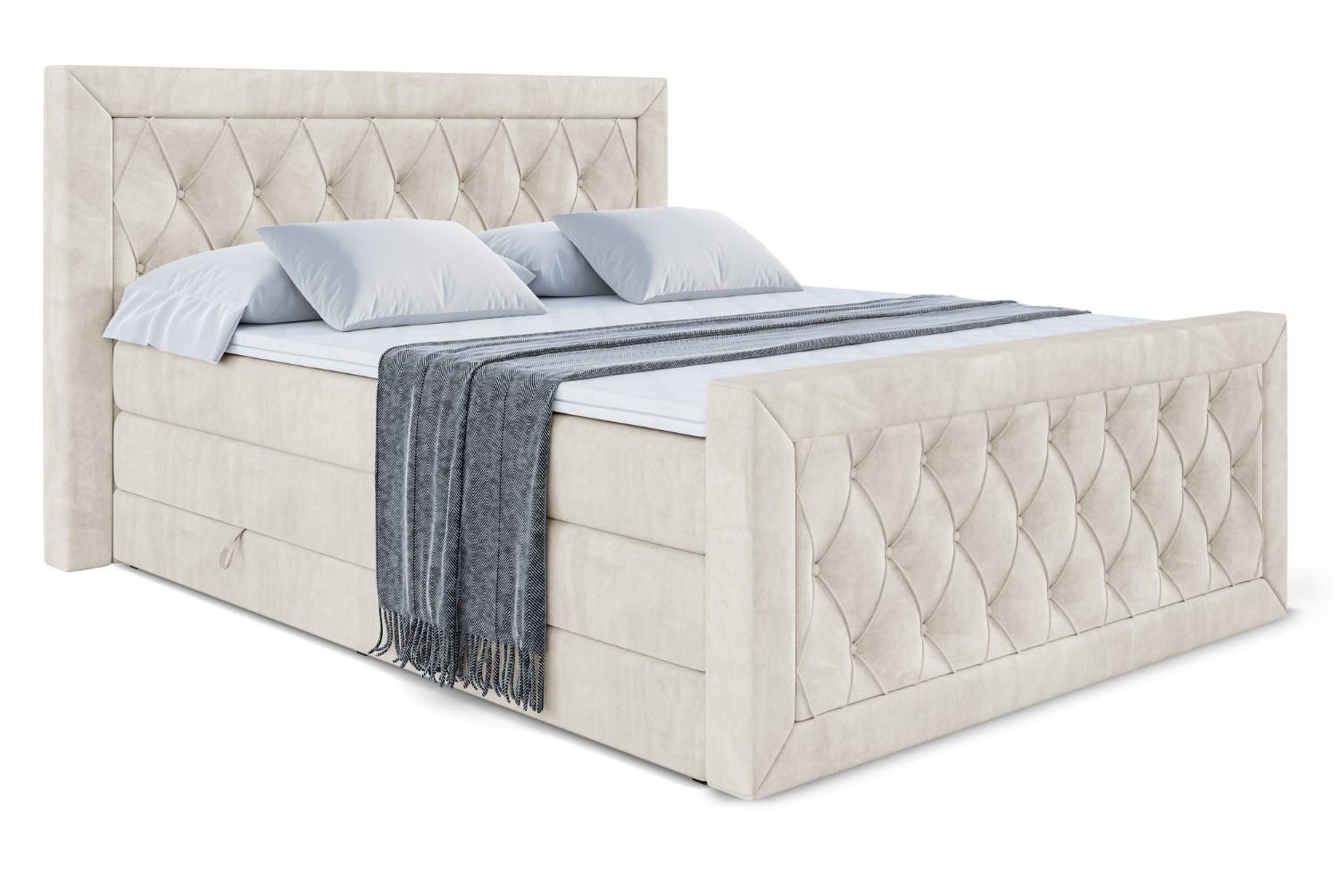 BOXSPRINGBETT NOEL-Z KING - 200 x 200 - H3/H4 - Ecru - Ecru, Holzwerkstoff (200/200cm) - ALTDECOR