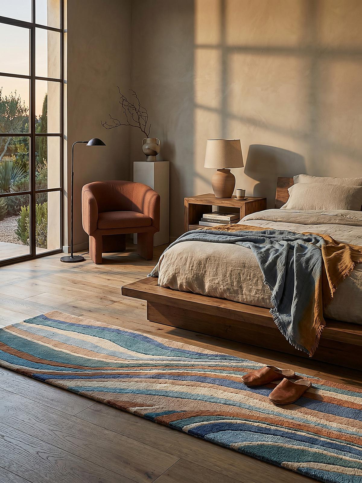 WOLLTEPPICH DERWENT, abstrakt, Blau-Bunt, 60 x 230 cm - Multicolor, Textil (230/60cm) - KADIMA DESIGN