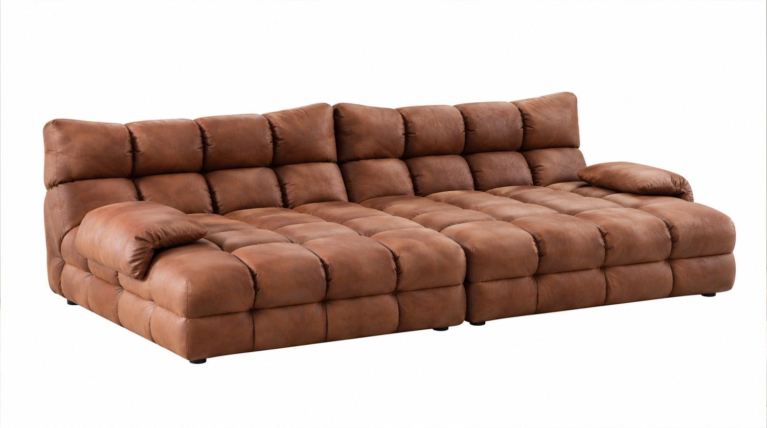 BIG SOFA AMIA Braun Lederfaserstoff - Schwarz/Braun, Leder/Kunststoff (290/86/178cm) - KAWOLA