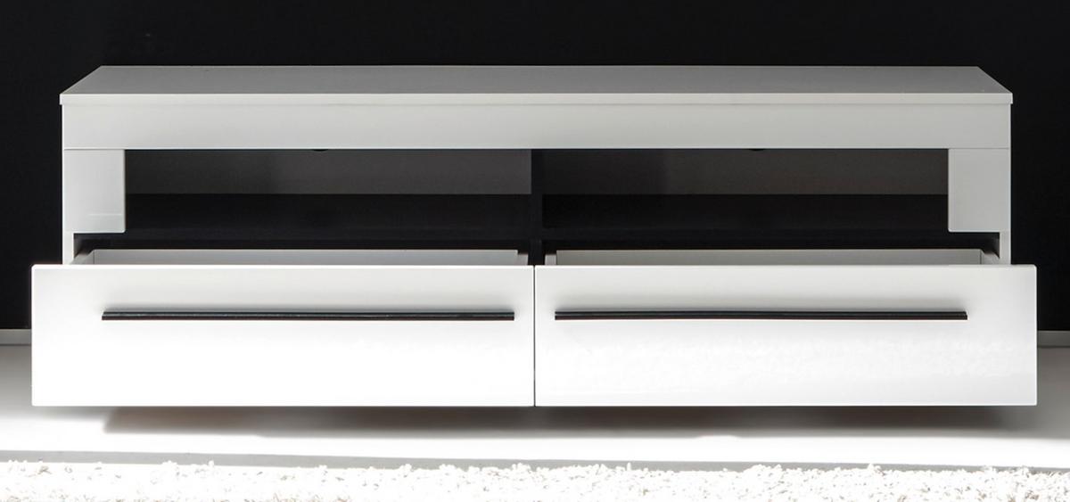 TV-LOWBOARD weiß Hochglanz, Flat-TV Unterschrank 140 x 47 cm mit Soft-Close - Weiß Hochglanz, Holzwerkstoff (140/47/42cm) - Furn.Design