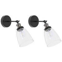 WANDLEUCHTE 2er-Set Lovat 25/14/26 cm - Schwarz, Metall (14/26/25cm) - Beliani