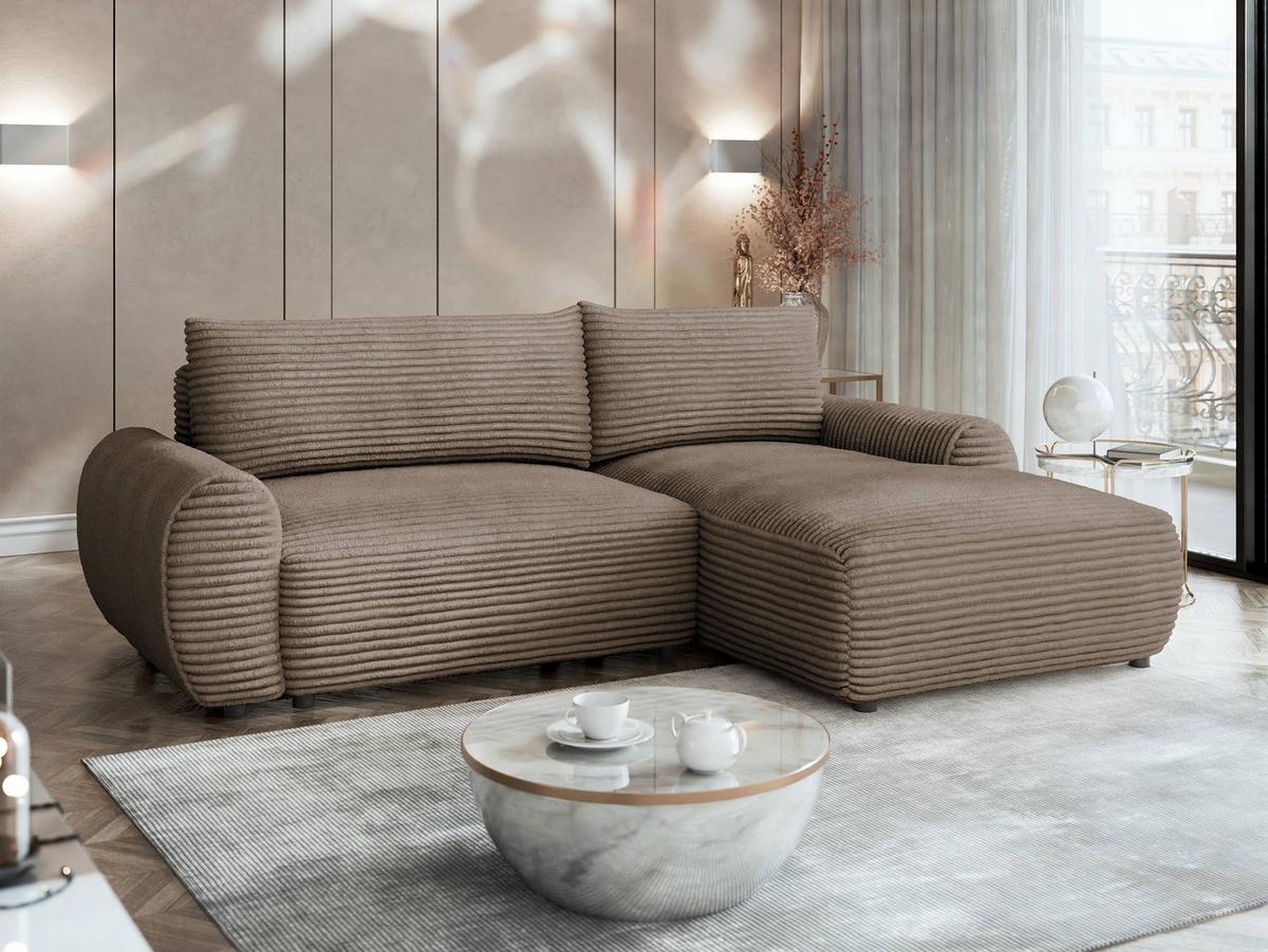 ECKSOFA Bello, Seite: Rechts - Hellbraun/Schwarz, Holz/Kunststoff (267/177cm) - MIRJAN24