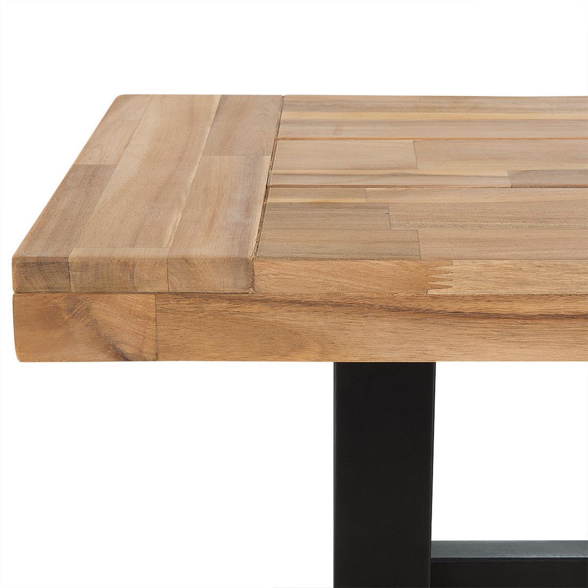SITZBANK Akazienholz schwarz/hellbraun 140 cm Scania - Hellbraun/Schwarz, Holz (140/45/36cm) - Beliani
