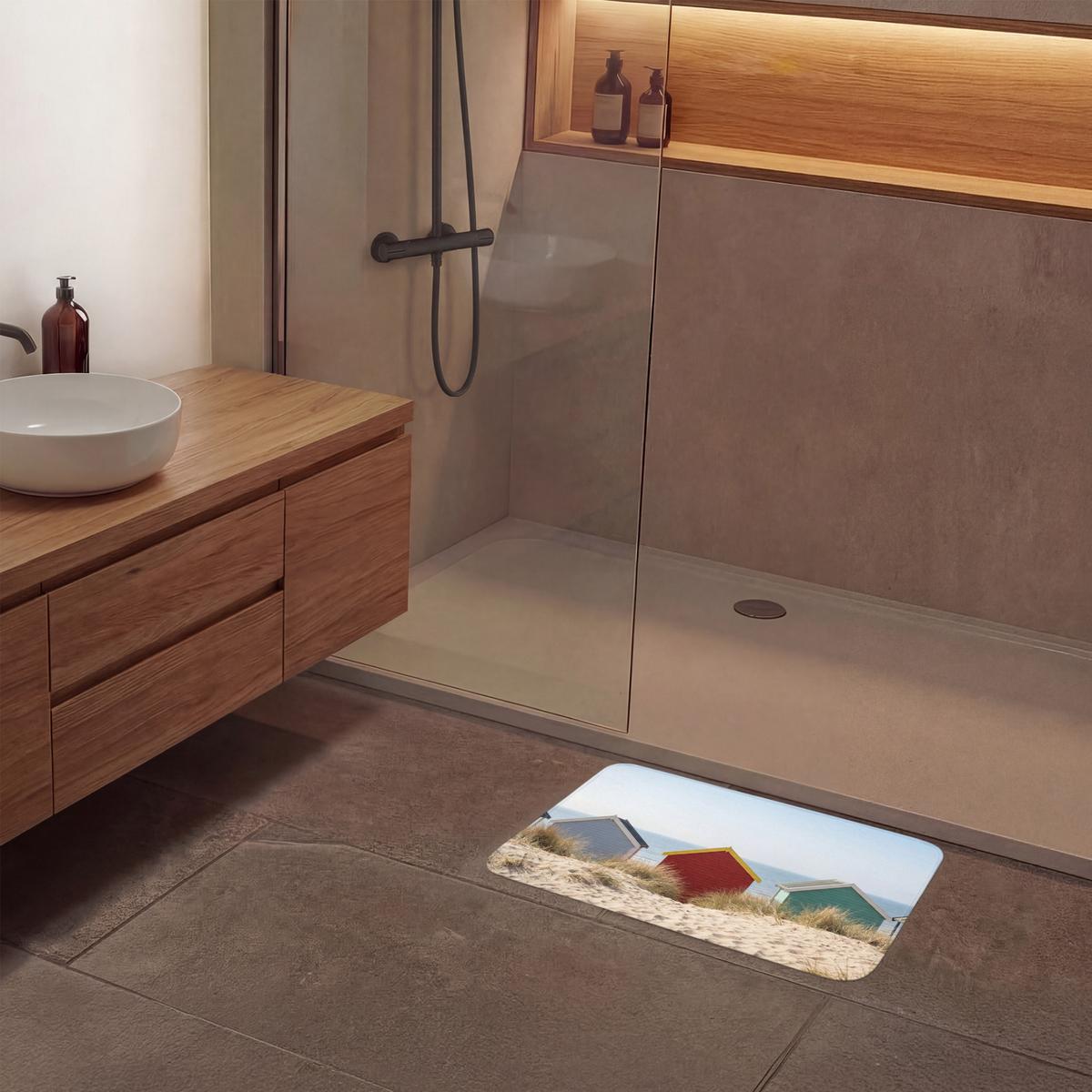 BADEMATTE Strand - Ferienhäuser - Farbenfroh - Dünen 60x40 cm - Multicolor, Textil (60/40cm) - OnlyWow