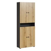 BADEZIMMERSÄULE mit Rillen, 4 Türen und 1 Fach - purebliss 70/31/186 cm - Eichefarben, Holzwerkstoff (70/188/31cm) - Trendteam