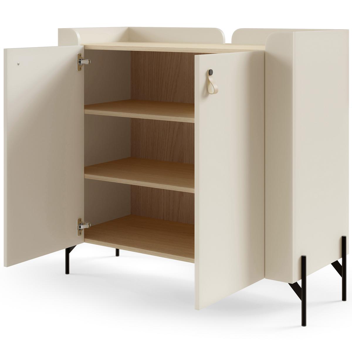KOMMODE Sorella mit 2 Türen, 100 cm, für Jugendzimmer, Macadamia + Eiche Mavelie - Eichefarben/Beige, Leder/Holzwerkstoff (100/95/42cm) - Beautysofa