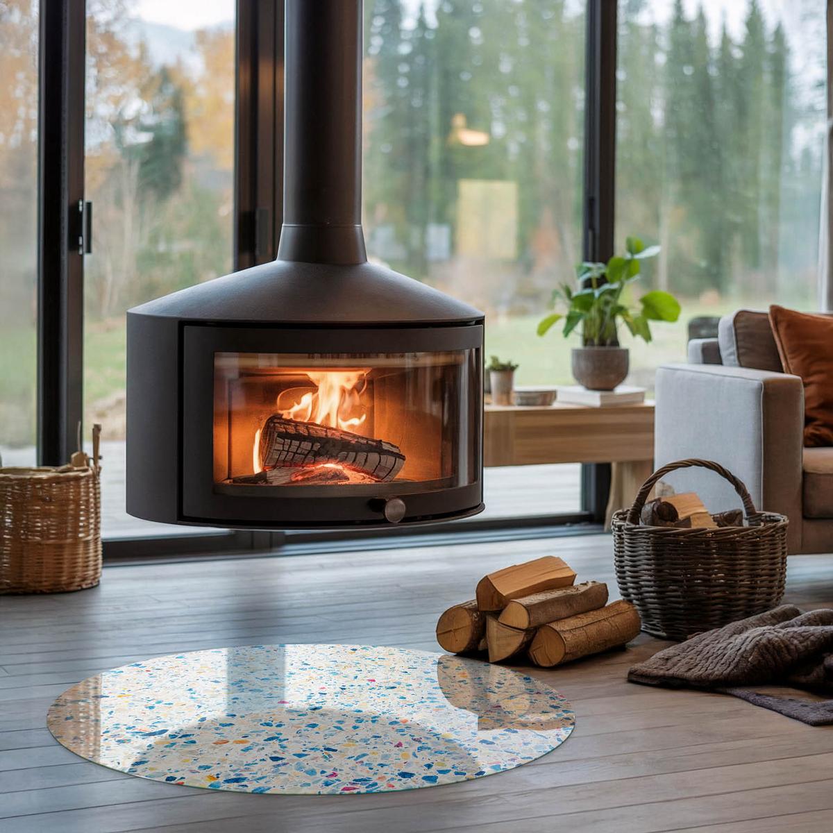 GLASPLATTE für Kamin Ø 90 cm - Weiß, Glas (90/90/0.4cm) - TULUP