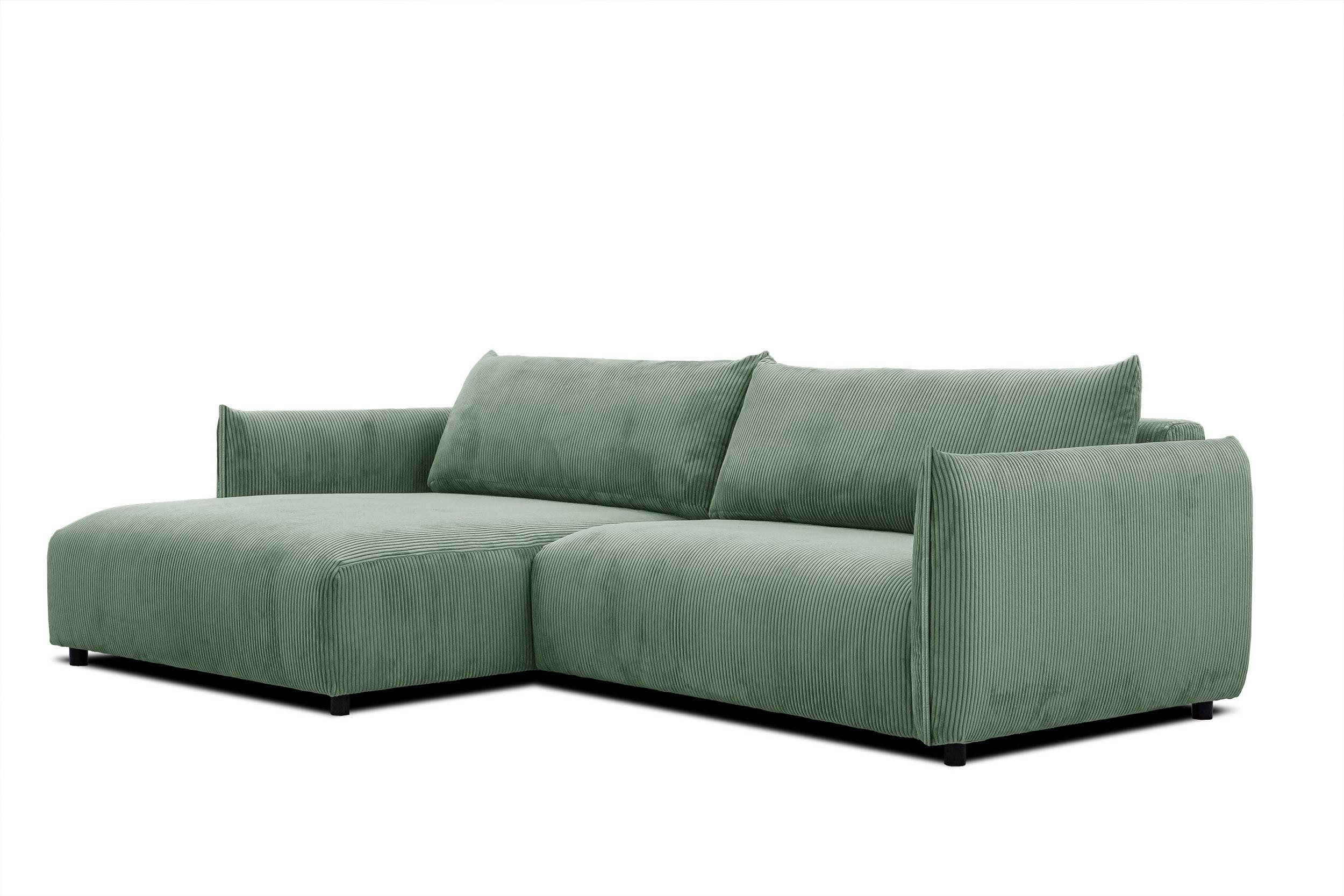 ECKSOFA TAUER 5-Sitzer, mintgrün - Schwarz/Mintgrün, Holzwerkstoff/Kunststoff (174/292cm) - Wozimo