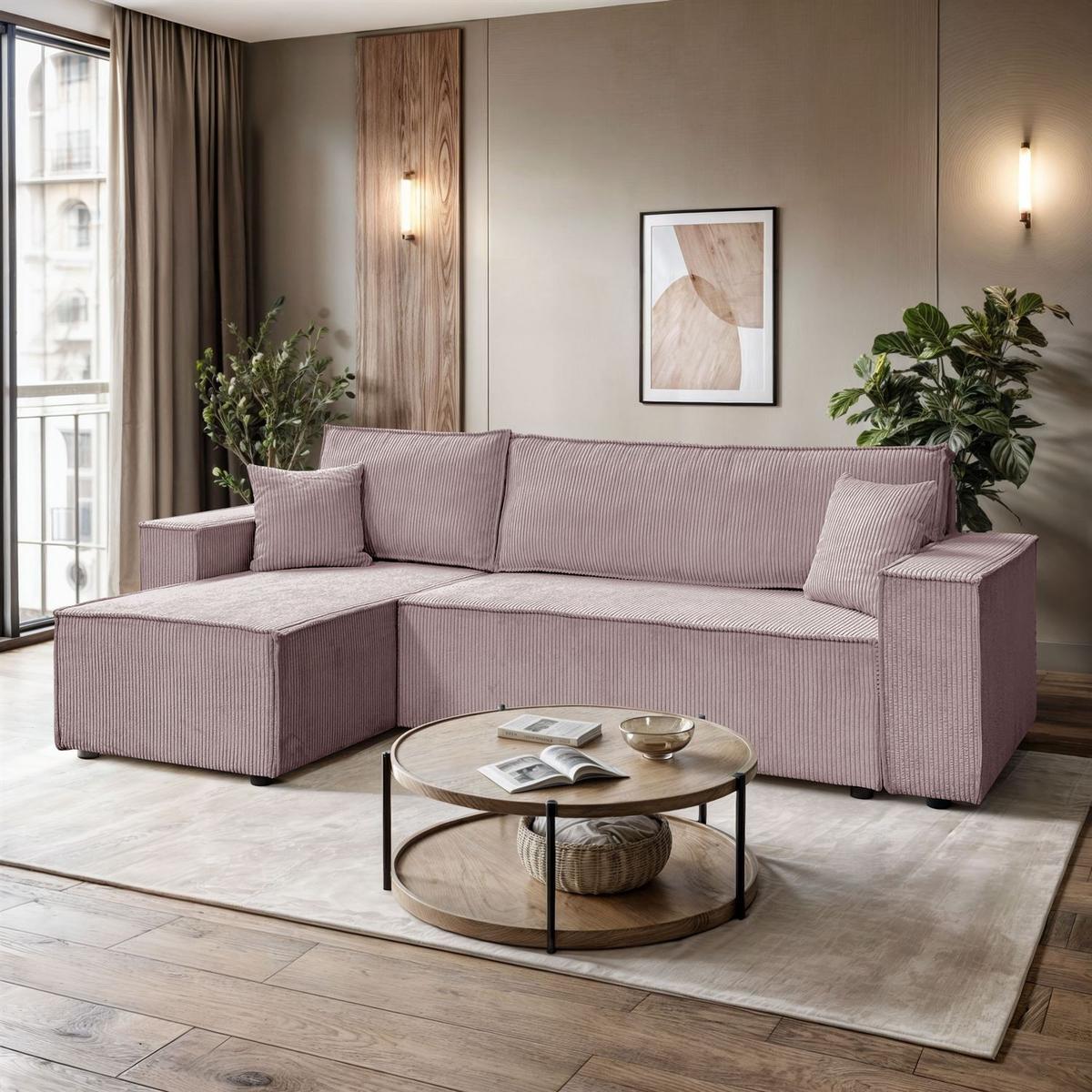GEPOLSTERTES Ecksofa CARLOS L, Poso 27 - Rosa, Textil (247/143cm) - Lookway