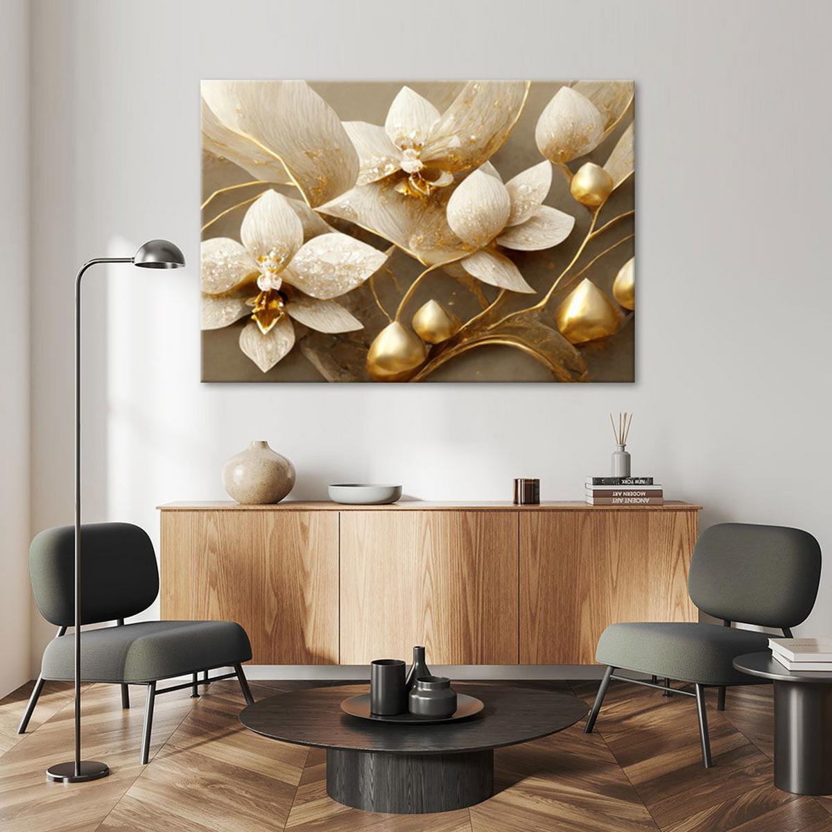 KUNSTDRUCK Gold 90/60 cm - Goldfarben, Textil (90/60cm) - KUNSTLOFT