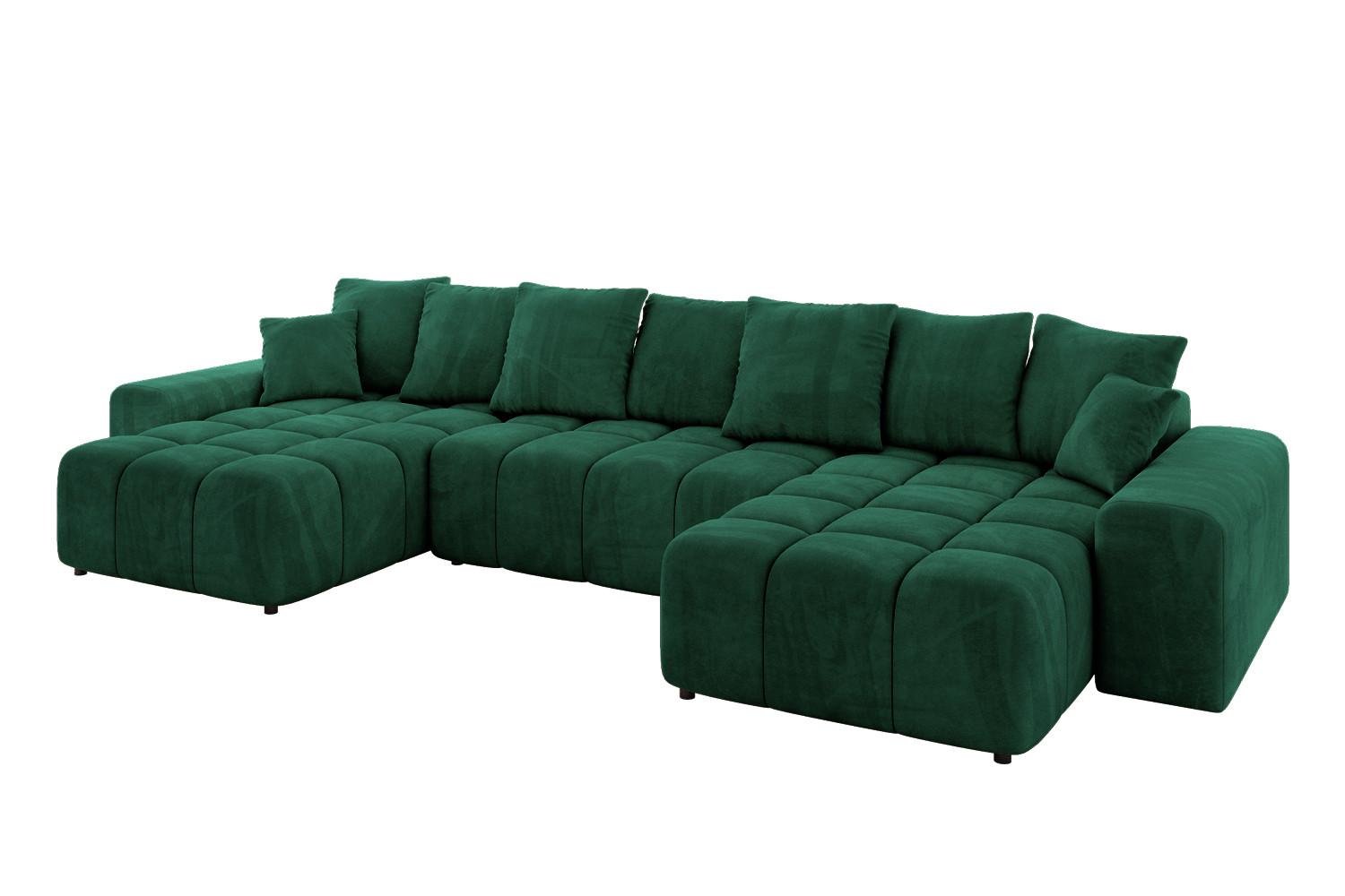 WOHNLANDSCHAFT ENIL-U 401x189x68 Dunkelgrün Velours - Dunkelgrün, Holzwerkstoff/Kunststoff (401/68/189cm) - ALTDECOR