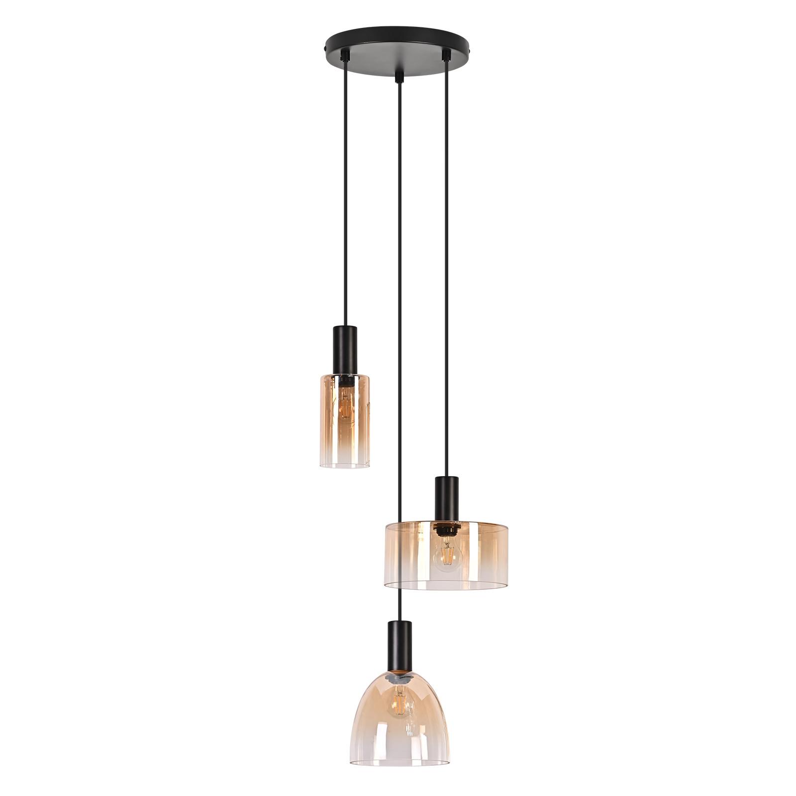 PENDELLEUCHTE Krell 22/25/180 cm - Bernsteinfarben/Schwarz, Glas/Metall (22/25/180cm) - ZMH