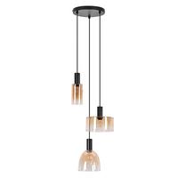 PENDELLEUCHTE Krell 22/25/180 cm - Bernsteinfarben/Schwarz, Glas/Metall (22/25/180cm) - ZMH