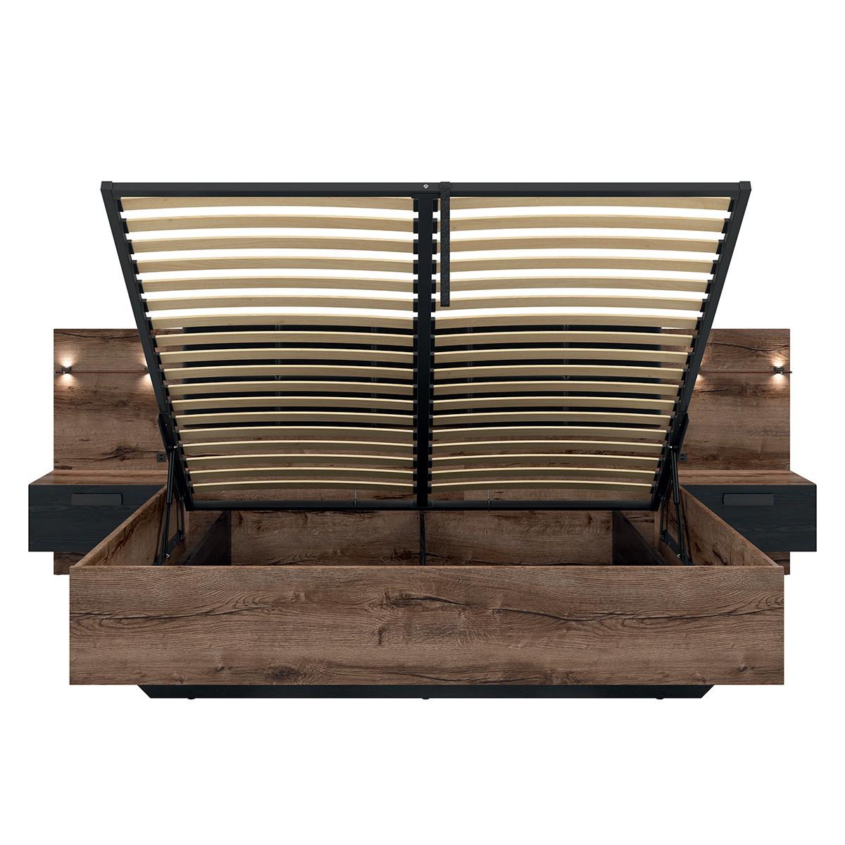BOXBETT 180/200 Romane Holz und Schwarz - Braun, Holzwerkstoff (180/200cm) - Petits-meubles