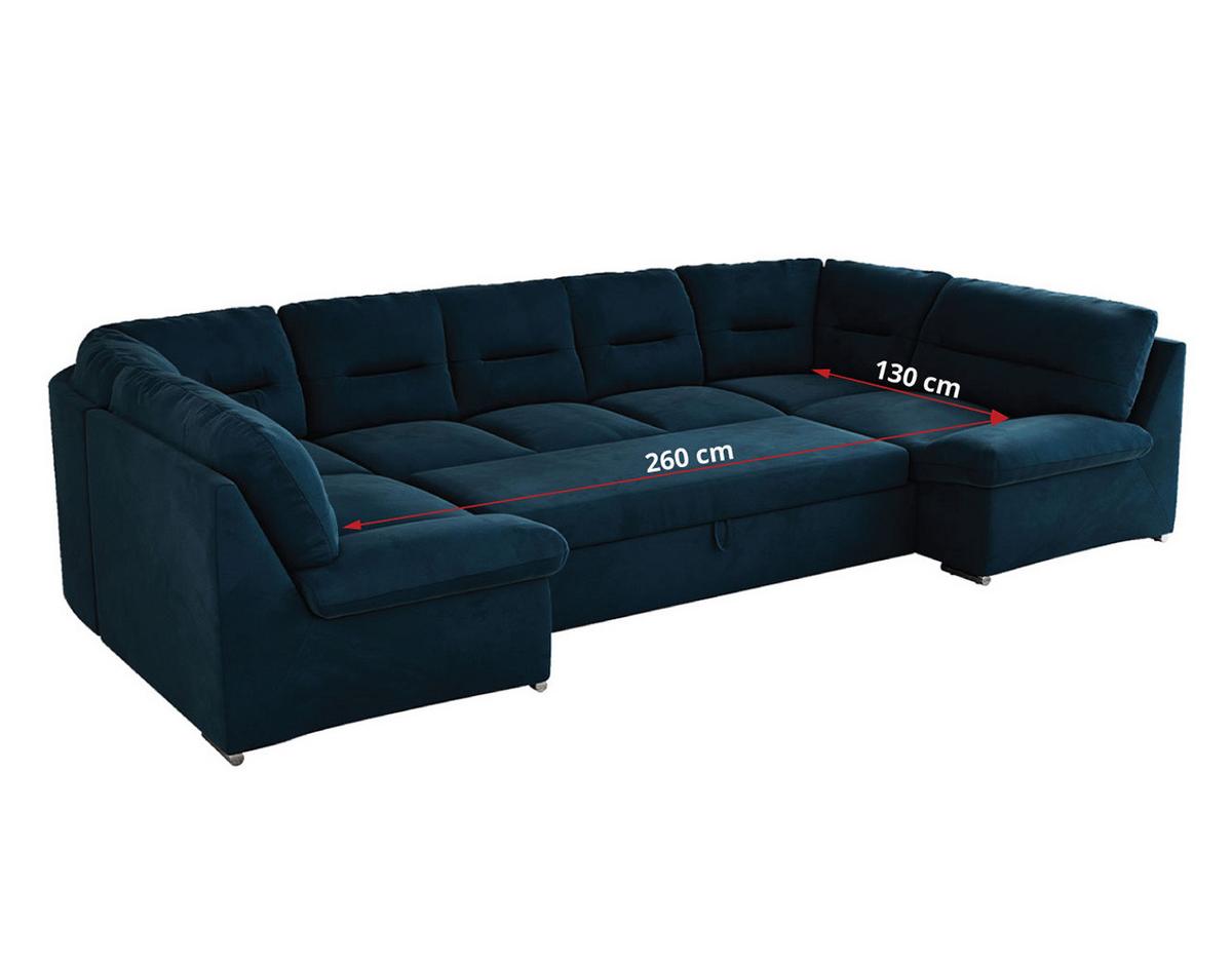 WOHNLANDSCHAFT MORBIDO U Dunkelblau Velvet - Silberfarben/Dunkelblau, Textil/Metall (340/93/206cm) - MKS