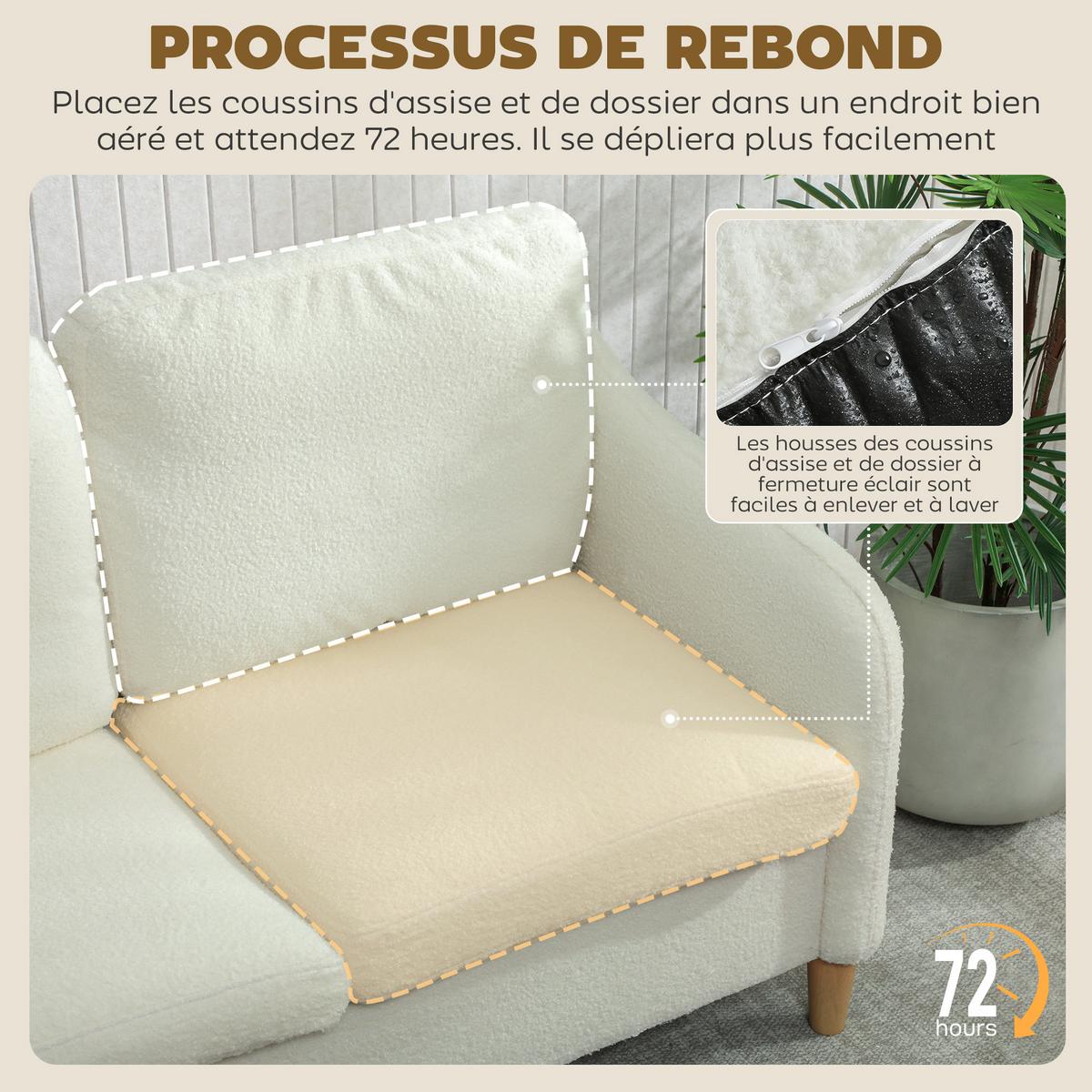 SOFA Wylvith 137/69/82cm - Creme, Textil (69/82/137cm) - ZMH