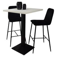 TRESENTISCH Elene 70x70x106 schwarz matt/kreidegrau matt lack - Hellgrau, Metall (70/70/106cm) - 58aufmkessel