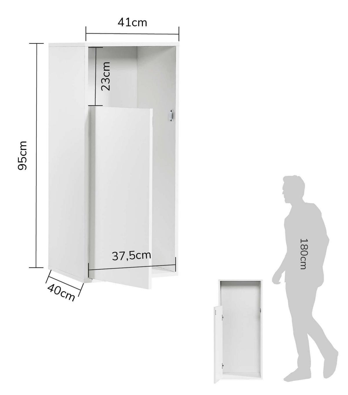 WÄSCHESCHRANK Der Wäschehüter - Weiß, Holzwerkstoff (41/95/40cm) - Mokebo