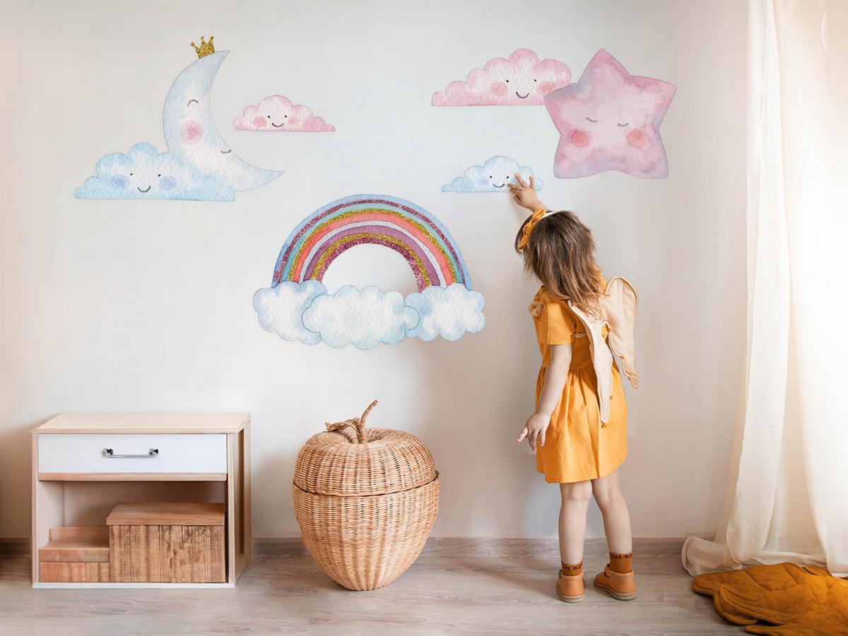 WANDAUFKLEBER 130x178cm - Der Himmel bei Nacht - Multicolor, Kunststoff (130/178/0.1cm) - Wallfluent