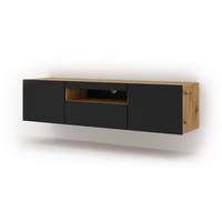 TV LOWBOARD Artisan Eiche, Schwarz 150/42/37 - Schwarz/Eiche Artisan, Holzwerkstoff (150/42/37cm) - RAUMHIRSCH FURNITURE