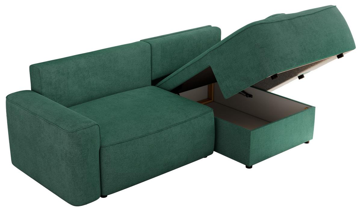 ECKSOFA BELLUNO L Grün Strukture - Rechts - Schwarz/Grün, Textil (233/144cm) - MKS
