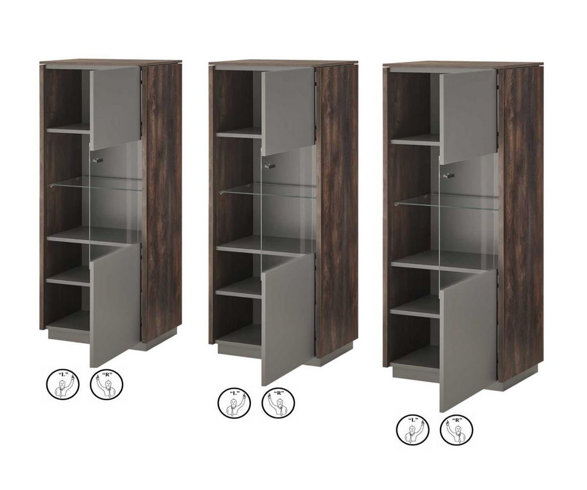 ESSZIMMER-SET Thermo Eiche, grau, Speisezimmer 4-teilig mit Soft-Close - Eichefarben/Grau, Glas/Holzwerkstoff (200/200/81cm) - Furn.Design
