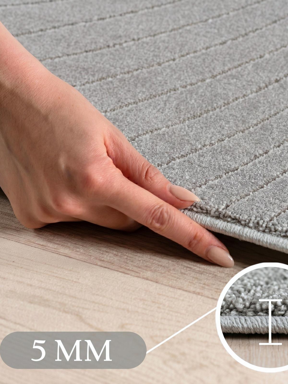 TEPPICH Outdoor, Fußbodenheizung-geeignet, mit Blattmotiv, aus Polypropylen, ENGADIN in Silbergrau, Ø 120 cm - Grau, Textil (120/120cm) - KADIMA DESIGN