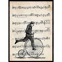 POSTER Hochrad-Fahrradauf Noten. A4 Rahmenlos - Klar, Papier (29.7/5/21cm) - Nacnic