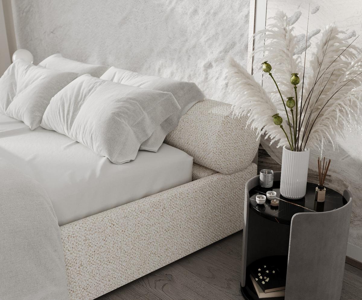 POLSTERBETT Solvo mit Stauraum 160/200 cm Creme im Blur Stoff - Creme/Schwarz, Holz/Holzwerkstoff (160/200cm) - AltaBeds