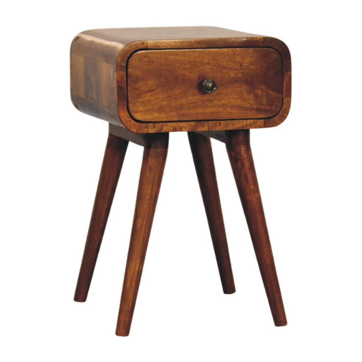 NACHTTISCH Massivholz Avora Mini Kastanienbraun, 1 Schublade, Dunkelbraun - Dunkelbraun/Messingfarben, Mangoholz/Holz (30/49/30cm) - Artisan Furniture