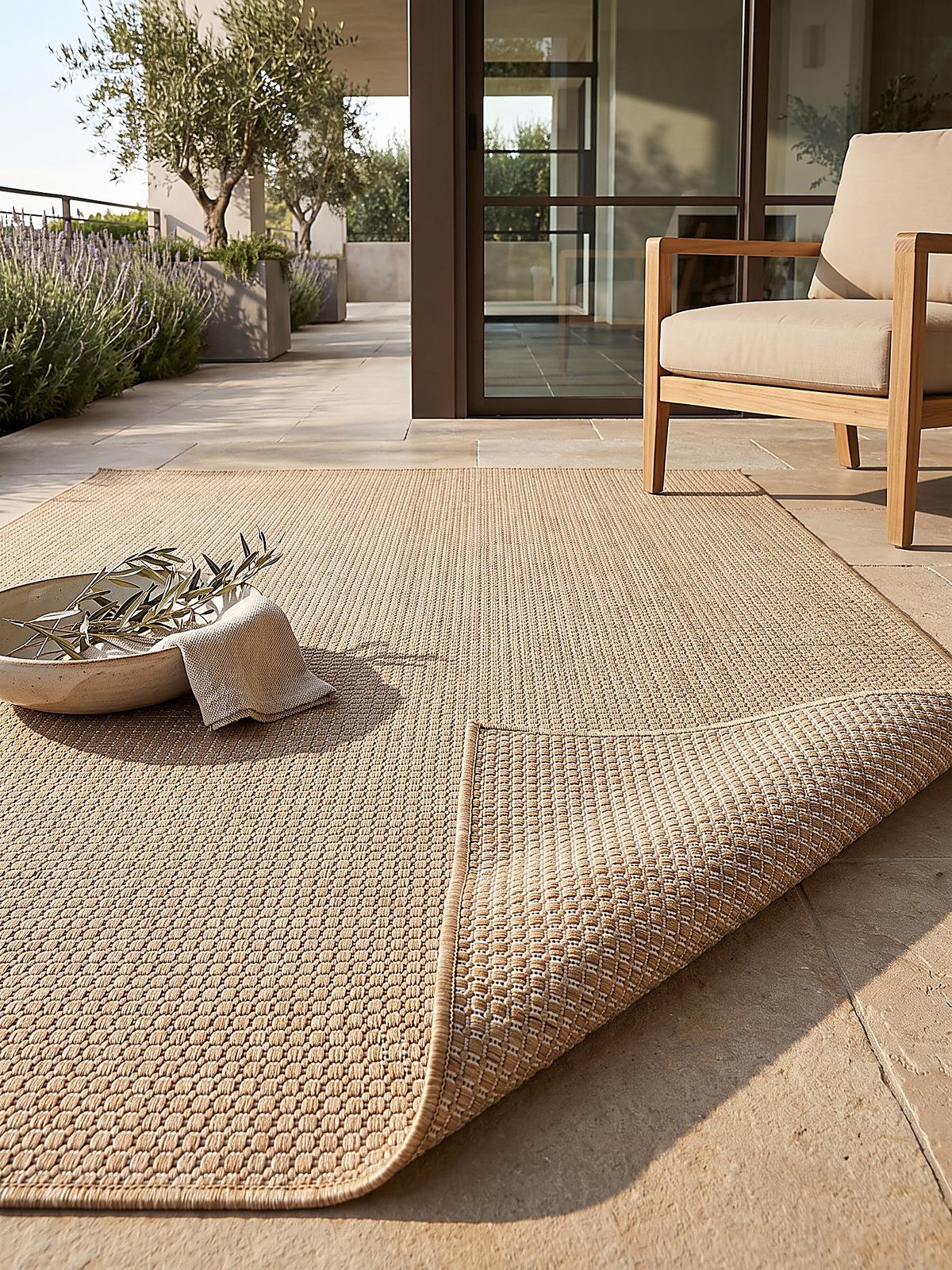 TEPPICH Flachgewebe, Outdoor, Fußbodenheizung-geeignet, VIGOLENO in Sand, 280 x 370 cm - Beige, Textil (280/370cm) - KADIMA DESIGN