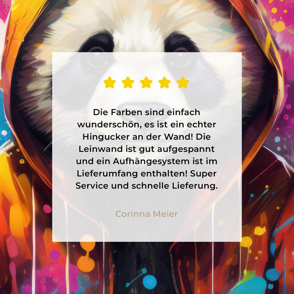 LEINWANDBILD Panda - Jacke - Graffiti - Orange Deko Wohnzimmer 20x30 cm - Orange, Textil (20/30cm) - MuchoWow