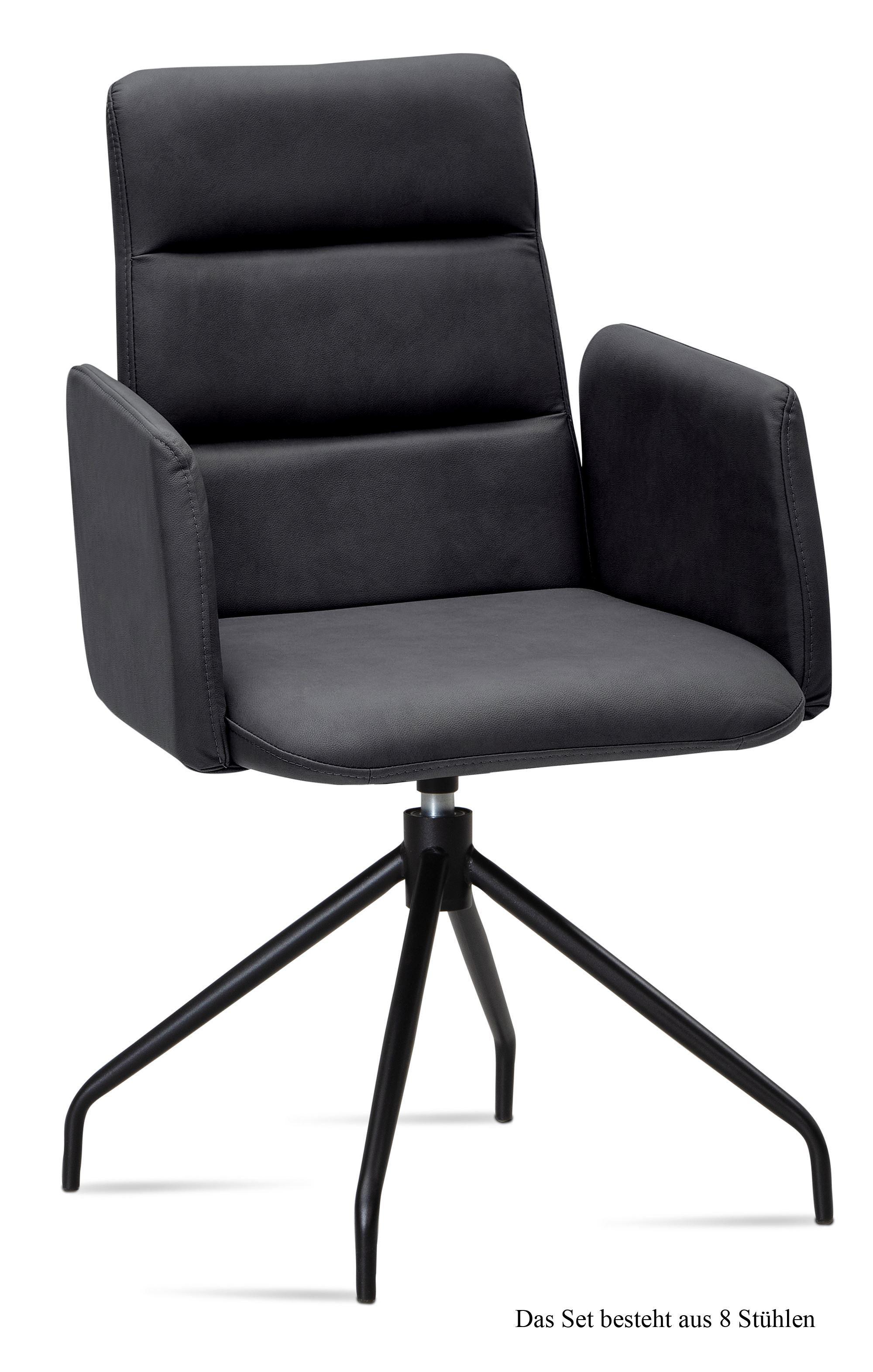 ARMLEHNSTUHL drehbar (8er-Set) Domona 52x92x60 Schwarz/Anthrazit - Anthrazit/Schwarz, Kunststoff (60/92/52cm) - 58aufmkessel