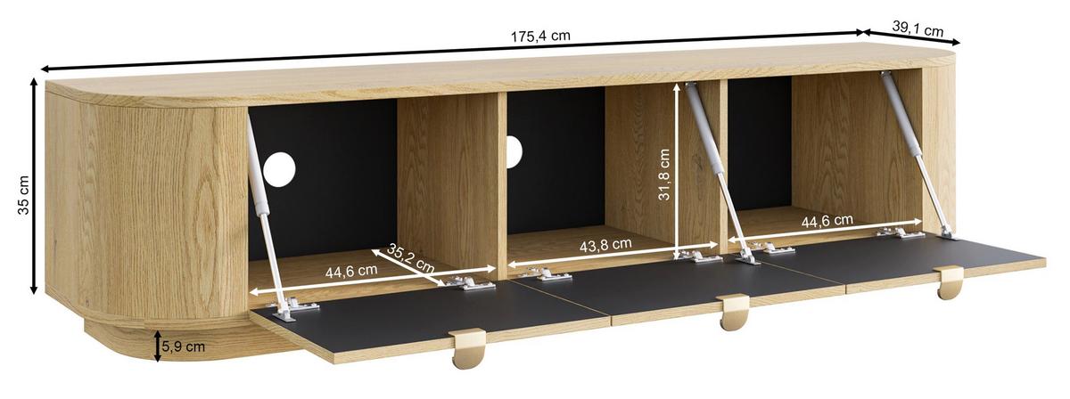 TV-LOWBOARD Coru 175 cm - Dunkelbraun, Holzwerkstoff/Metall (175.4/40.9/39.1cm) - Selsey