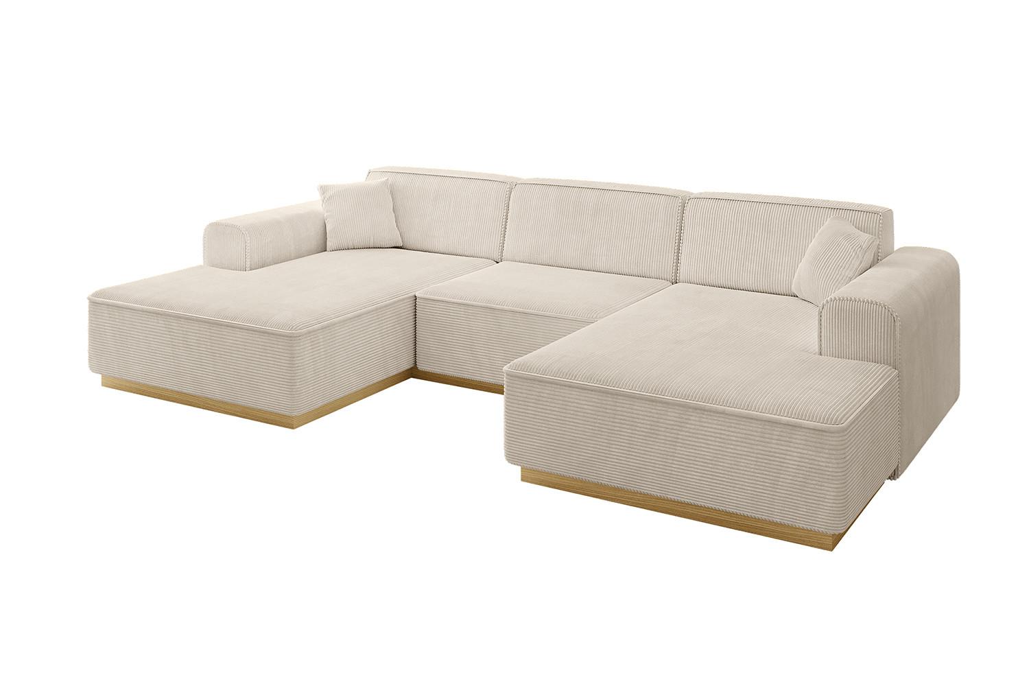WOHNLANDSCHAFT IREA-U1-v2 - 301x165x80 cm Beige - Beige, Holzwerkstoff/Textil (301/80/165cm) - ALTDECOR