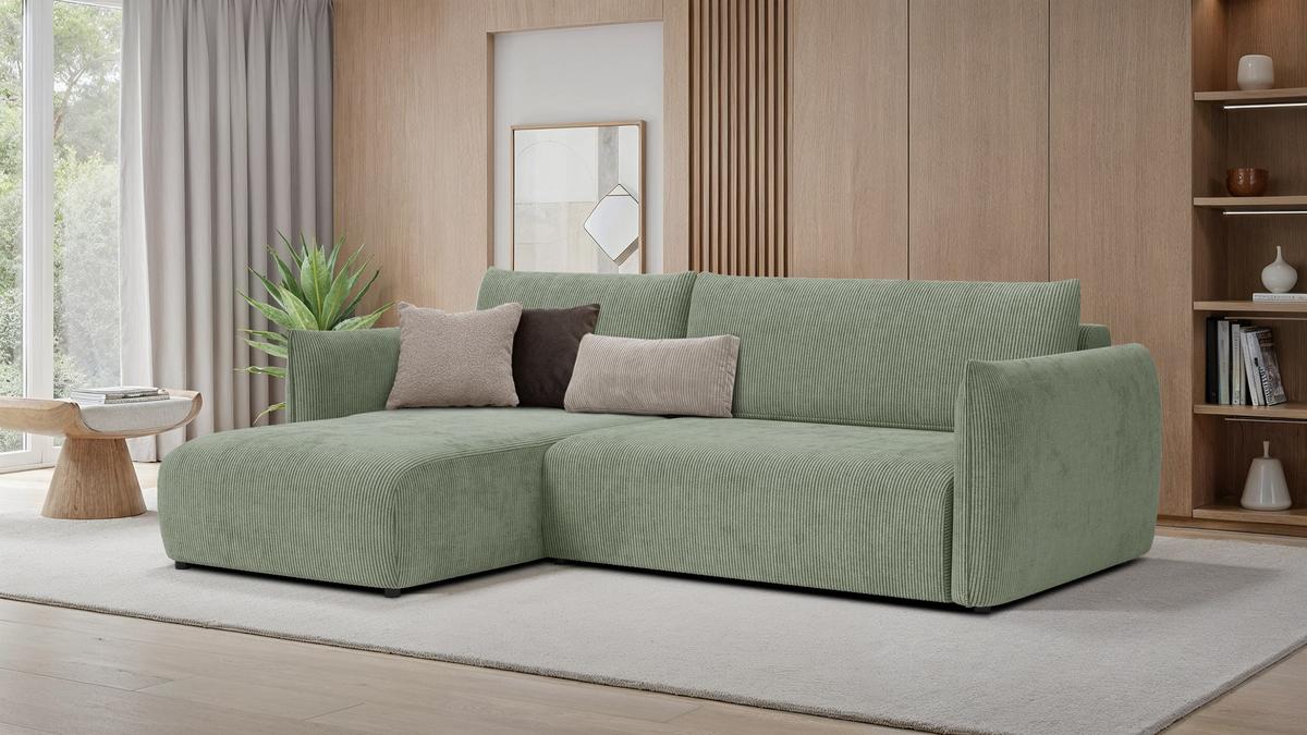 ECKSOFA TAUER 3-Sitzer rechts, mint - Schwarz/Grün, Holz/Textil (248/173cm) - Wozimo
