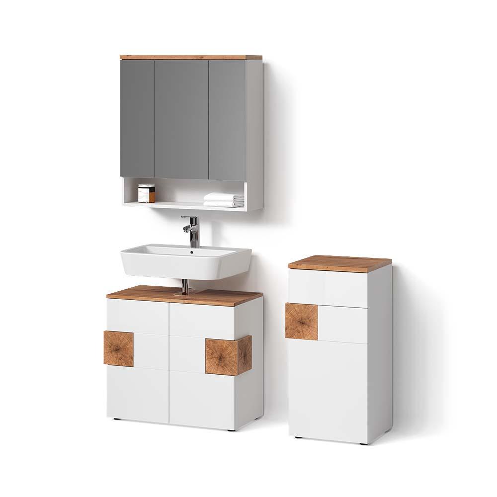 BADMÖBEL-SET Tanaro Weiß 3 Teile - Weiß, Holzwerkstoff (73/64/21cm) - Livinity®