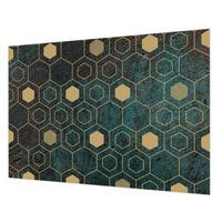 FOTOTAPETE 312x219 cm - Geometrische Sechsecke - Grün, Textil (312/219cm) - Wallfluent