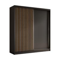 SCHWEBETÜRENSCHRANK Cabinio Schwarz Eiche Artisan 200/216/61 cm – Modern, mit Lamellen - Walnussfarben/Schwarz, Holzwerkstoff/Kunststoff (200/216.1/61cm) - AX Living