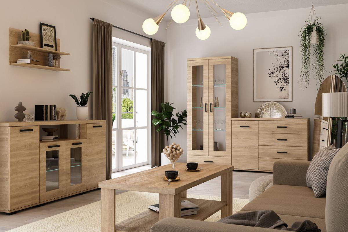 KOMMODE LIVORNO 160/85/40cm mit 4 Türen Eichefarben - Eichefarben, Holzwerkstoff (160/85/40cm) - MASSENO