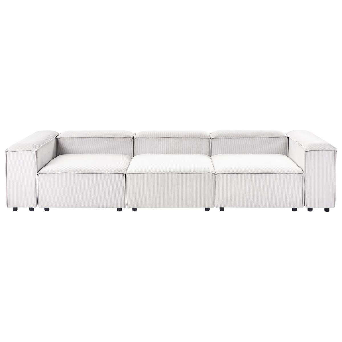 3-SITZER-MODULSOFA Cremeweiß Cord Ardal - Creme, Textil (328/68/120cm) - Beliani