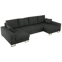 WOHNLANDSCHAFT DORIAN U Struktur Dunkelgrau - Dunkelgrau/Goldfarben, Textil/Metall (312/85/138cm) - MKS